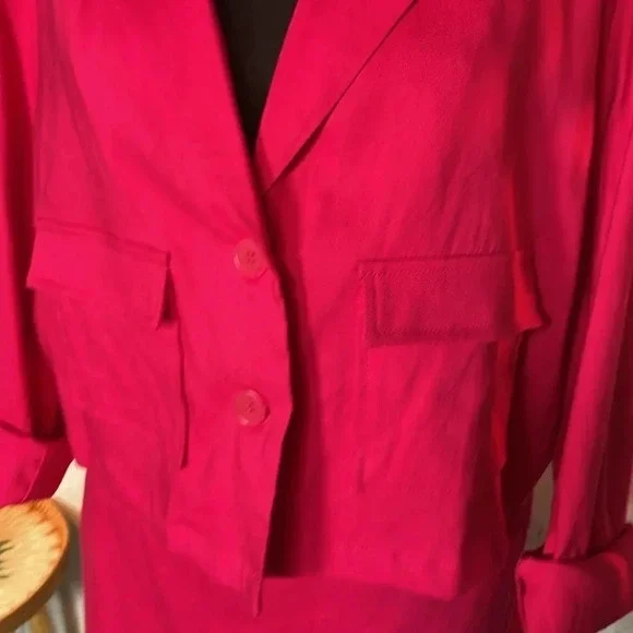 NWT House of Harlow 1960 barbie pink linen skirt suit set size LARGE - Picture 7 of 13